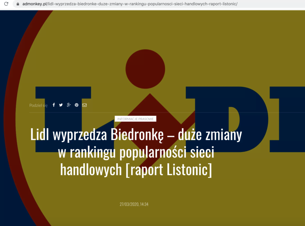 Promocja raportu Listonic publikacja case study
